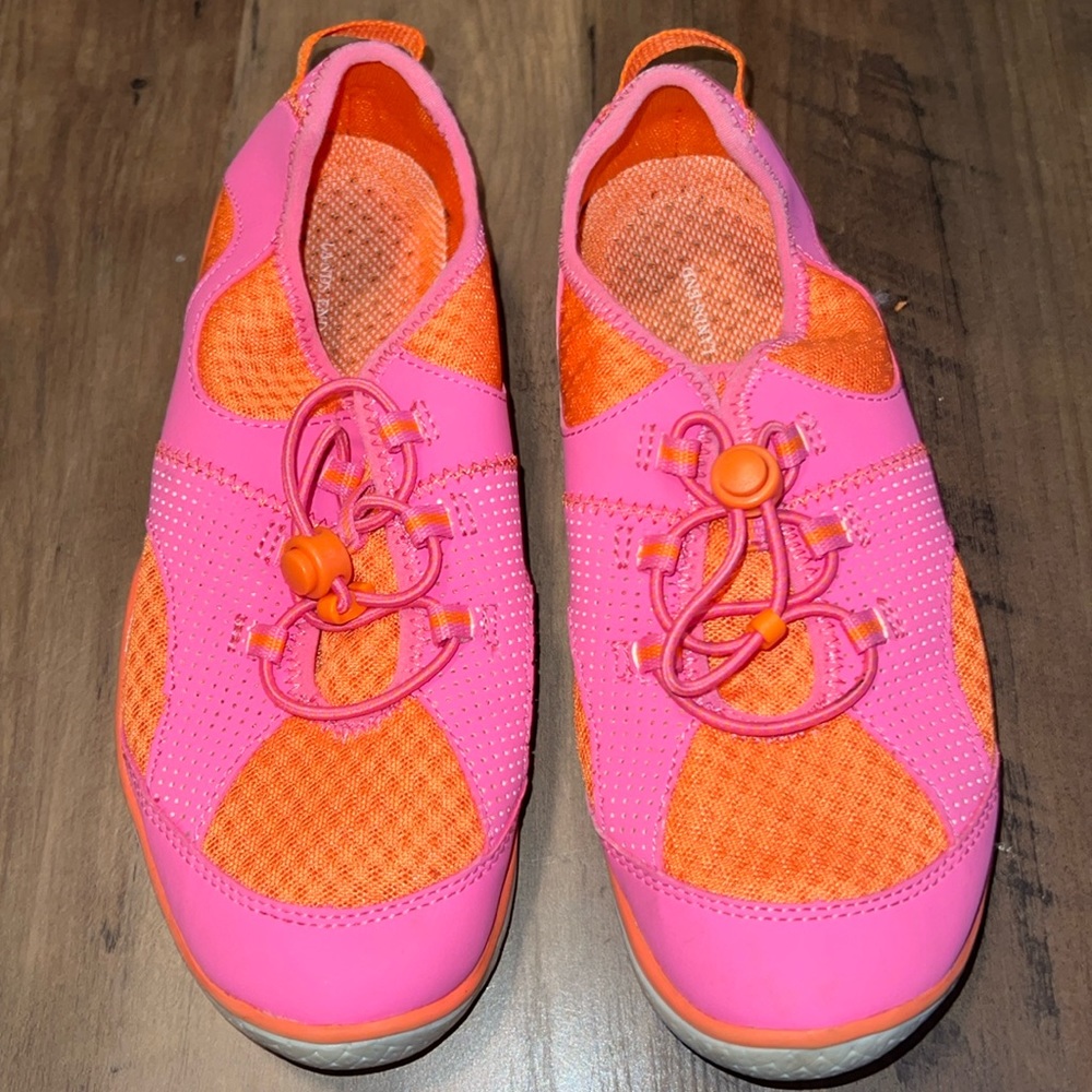 Lands End pink and orange water shoes size 5 M
